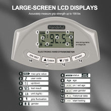 Load image into Gallery viewer, Handeful Digital Hand Dynamometer Grip Strength Measurement Meter Auto Capturing Electronic Hand Grip Power 198Lbs / 90Kgs