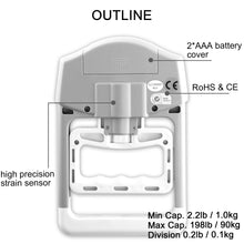 画像をギャラリービューアに読み込む, Handeful Hand Dynamometer HFHD01 Battery compartment